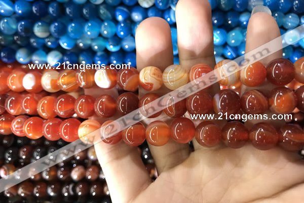 CAA1568 15.5 inches 8mm round banded agate beads wholesale