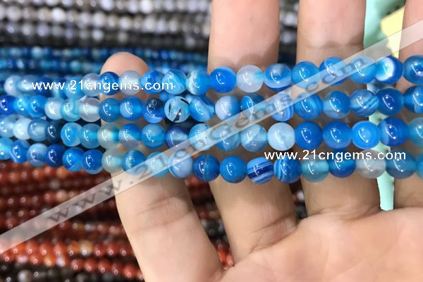 CAA1573 15.5 inches 6mm round banded agate beads wholesale