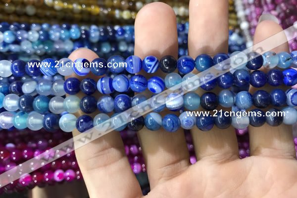 CAA1578 15.5 inches 4mm round banded agate beads wholesale