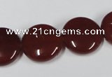 CAA158 15.5 inches 18mm flat round red agate gemstone beads