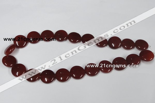 CAA158 15.5 inches 18mm flat round red agate gemstone beads