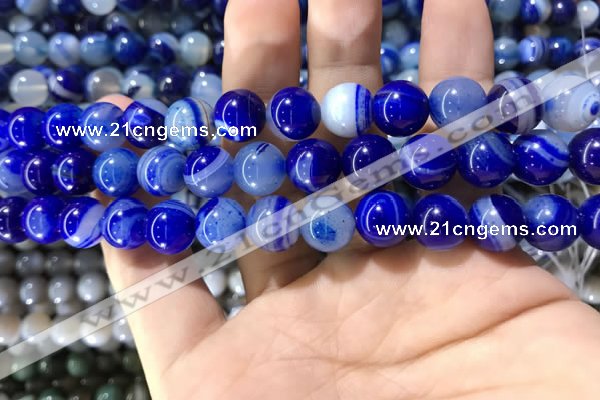 CAA1581 15.5 inches 10mm round banded agate beads wholesale