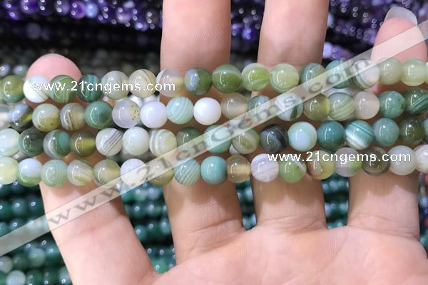 CAA1585 15.5 inches 6mm round banded agate beads wholesale