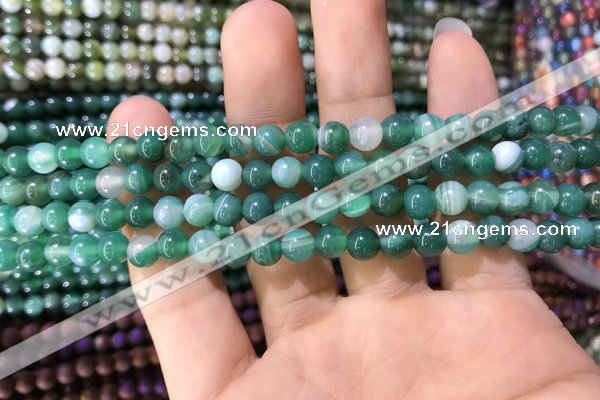 CAA1590 15.5 inches 4mm round banded agate beads wholesale