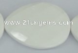 CAA16 15.5 inches 40*50mm faceted flat teardrop white agate beads