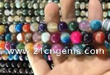 CAA1605 15.5 inches 10mm round banded agate beads wholesale