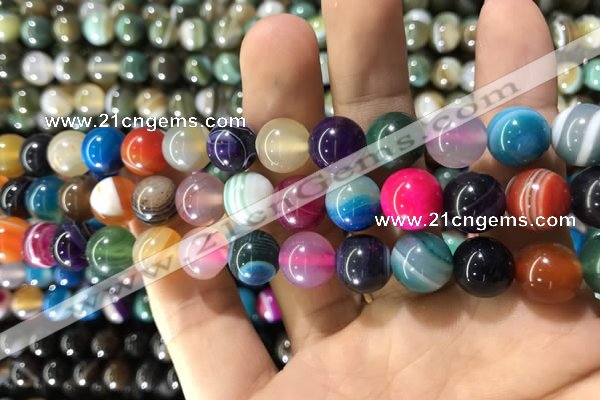 CAA1605 15.5 inches 10mm round banded agate beads wholesale