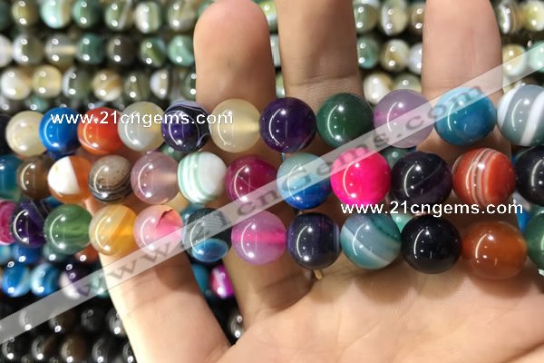 CAA1606 15.5 inches 12mm round banded agate beads wholesale