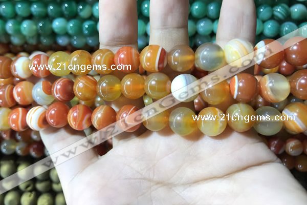CAA1611 15.5 inches 10mm round banded agate beads wholesale