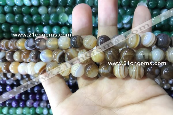 CAA1616 15.5 inches 8mm round banded agate beads wholesale