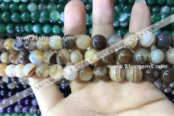 CAA1617 15.5 inches 10mm round banded agate beads wholesale