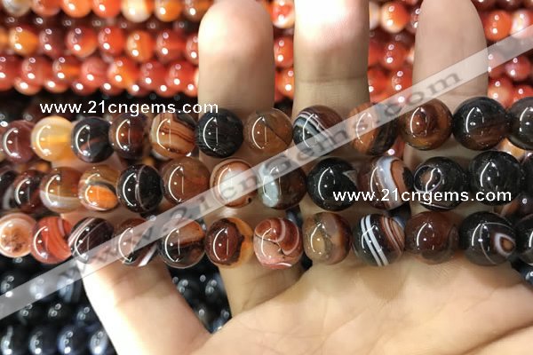 CAA1624 15.5 inches 12mm round banded agate beads wholesale