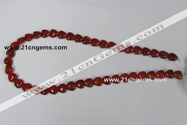 CAA163 15.5 inches 10*10mm heart red agate gemstone beads