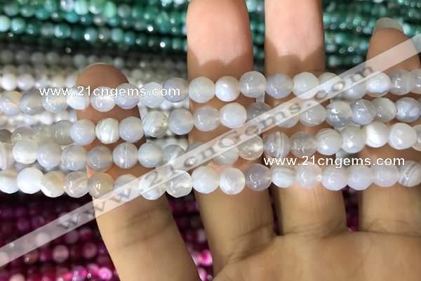 CAA1630 15.5 inches 6mm faceted round banded agate beads