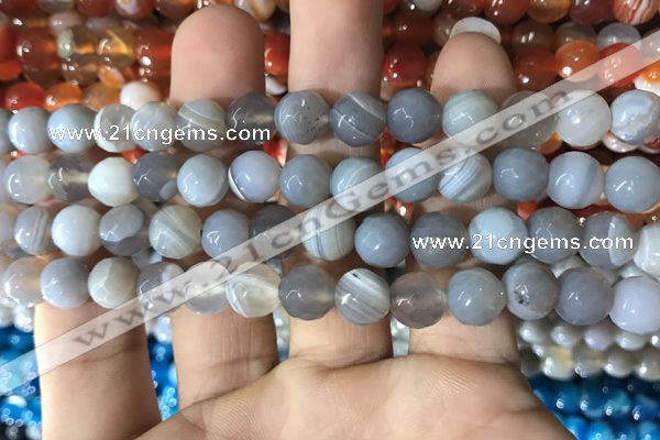 CAA1631 15.5 inches 8mm faceted round banded agate beads