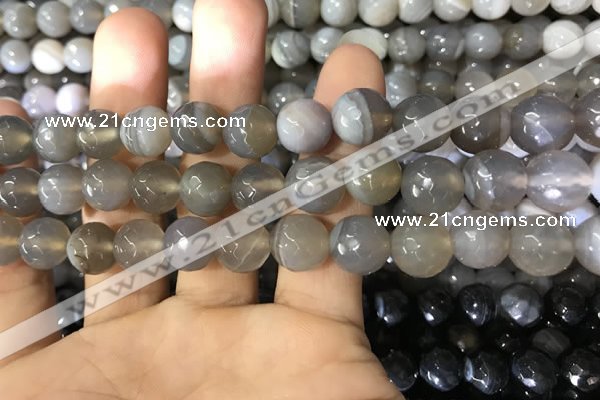 CAA1633 15.5 inches 12mm faceted round banded agate beads