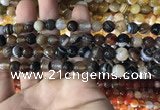 CAA1636 15.5 inches 8mm faceted round banded agate beads