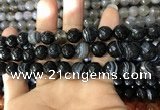 CAA1643 15.5 inches 12mm faceted round banded agate beads