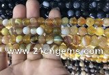 CAA1646 15.5 inches 8mm faceted round banded agate beads