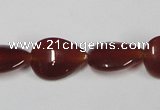 CAA165 15.5 inches 13*18mm flat teardrop red agate gemstone beads