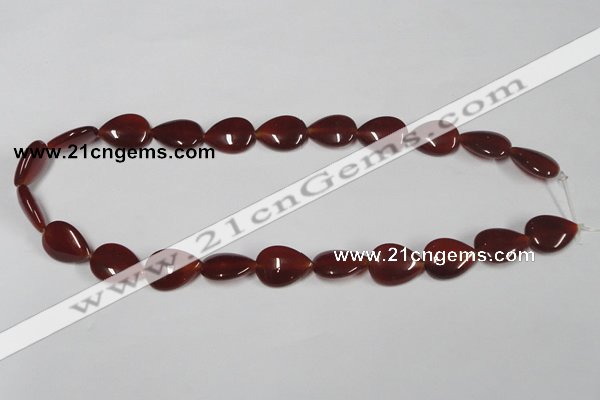 CAA165 15.5 inches 13*18mm flat teardrop red agate gemstone beads