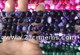 CAA1651 15.5 inches 8mm faceted round banded agate beads