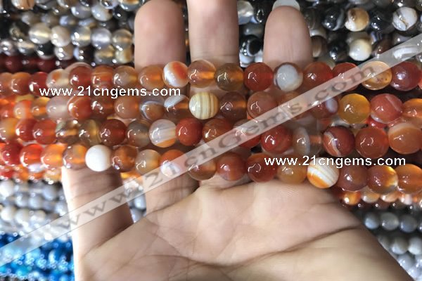 CAA1660 15.5 inches 6mm faceted round banded agate beads