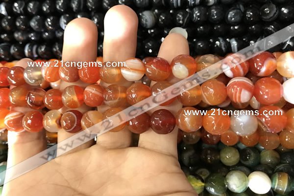 CAA1662 15.5 inches 10mm faceted round banded agate beads