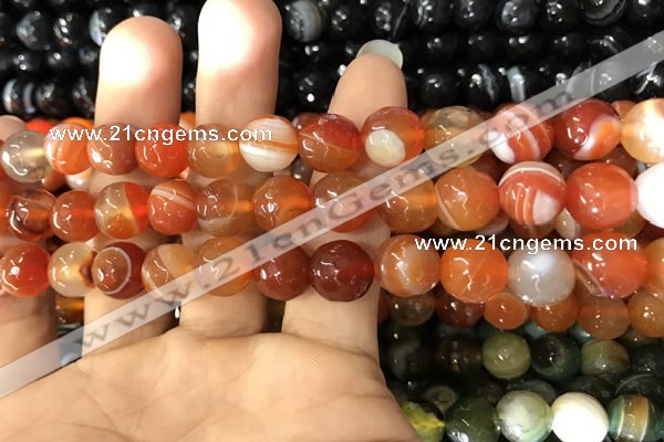 CAA1663 15.5 inches 12mm faceted round banded agate beads