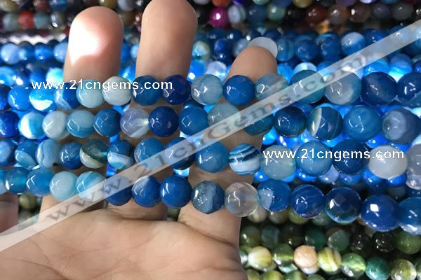 CAA1666 15.5 inches 8mm faceted round banded agate beads