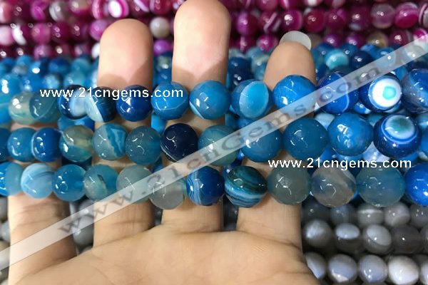 CAA1667 15.5 inches 10mm faceted round banded agate beads