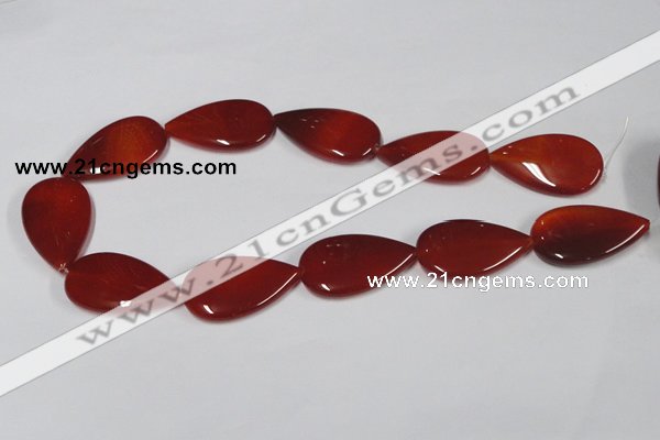 CAA167 15.5 inches 22*36mm flat teardrop red agate gemstone beads