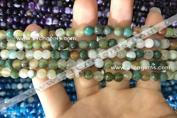 CAA1670 15.5 inches 6mm faceted round banded agate beads