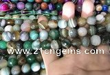 CAA1673 15.5 inches 12mm faceted round banded agate beads