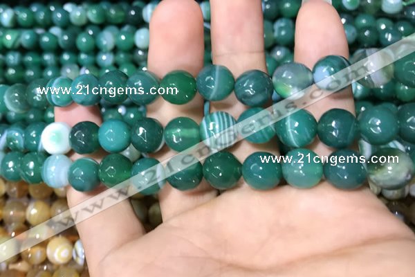 CAA1677 15.5 inches 10mm faceted round banded agate beads