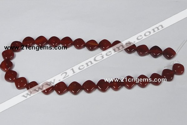 CAA168 15.5 inches 13*13mm diamond red agate gemstone beads