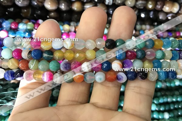 CAA1680 15.5 inches 6mm faceted round banded agate beads