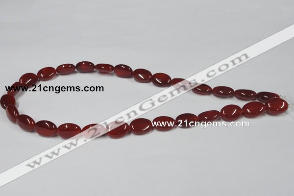 CAA169 15.5 inches 10*14mm oval red agate gemstone beads