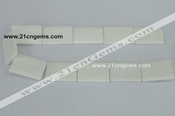 CAA17 15.5 inches 25*35mm rectangle white agate gemstone beads