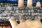 CAA1700 15 inches 8mm faceted round fire crackle agate beads