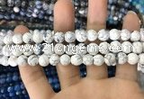 CAA1703 15 inches 8mm faceted round fire crackle agate beads