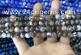 CAA1704 15 inches 8mm faceted round fire crackle agate beads