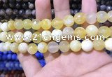 CAA1705 15 inches 8mm faceted round fire crackle agate beads