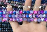 CAA1709 15 inches 8mm faceted round fire crackle agate beads