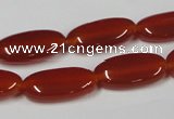 CAA171 15.5 inches 10*20mm oval red agate gemstone beads