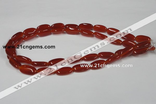 CAA171 15.5 inches 10*20mm oval red agate gemstone beads