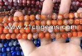 CAA1711 15 inches 8mm faceted round fire crackle agate beads