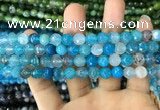 CAA1714 15 inches 8mm faceted round fire crackle agate beads