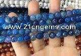 CAA1715 15 inches 8mm faceted round fire crackle agate beads