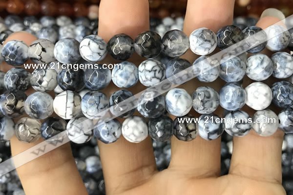 CAA1726 15 inches 10mm faceted round fire crackle agate beads